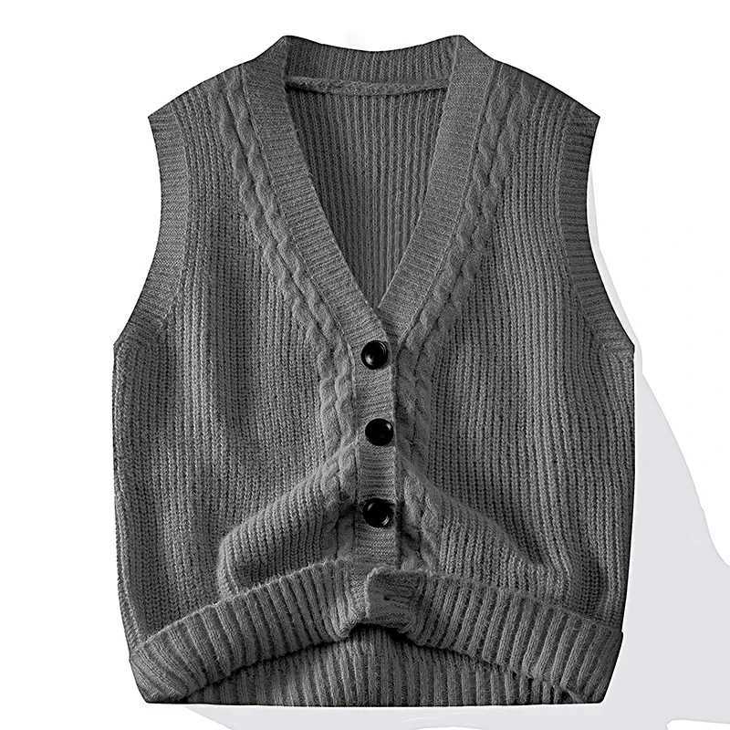 2024 new mens autumn and winter vest loose cardigan sweater sleeveless thick sweater mens warm jacket W241113