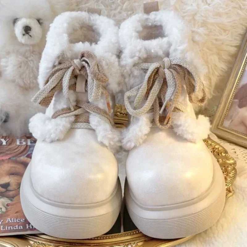 High Quality Japanese Kaii Ankle Boots Wen Pure Color Lace Up Sweet P Shoes Fem Street Fi Casual Boots Autumn New Collection T241113