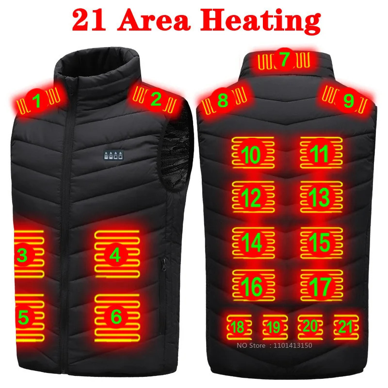 21 zone self heating vest mens jacket womens USB vest warm clothes fishing camping washable winter 241111
