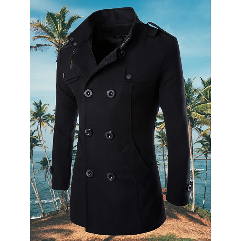 2024 Mens HighQuality Edition Woolen Coat MidLength Slim Doublebreasted Wool Jacket 241108