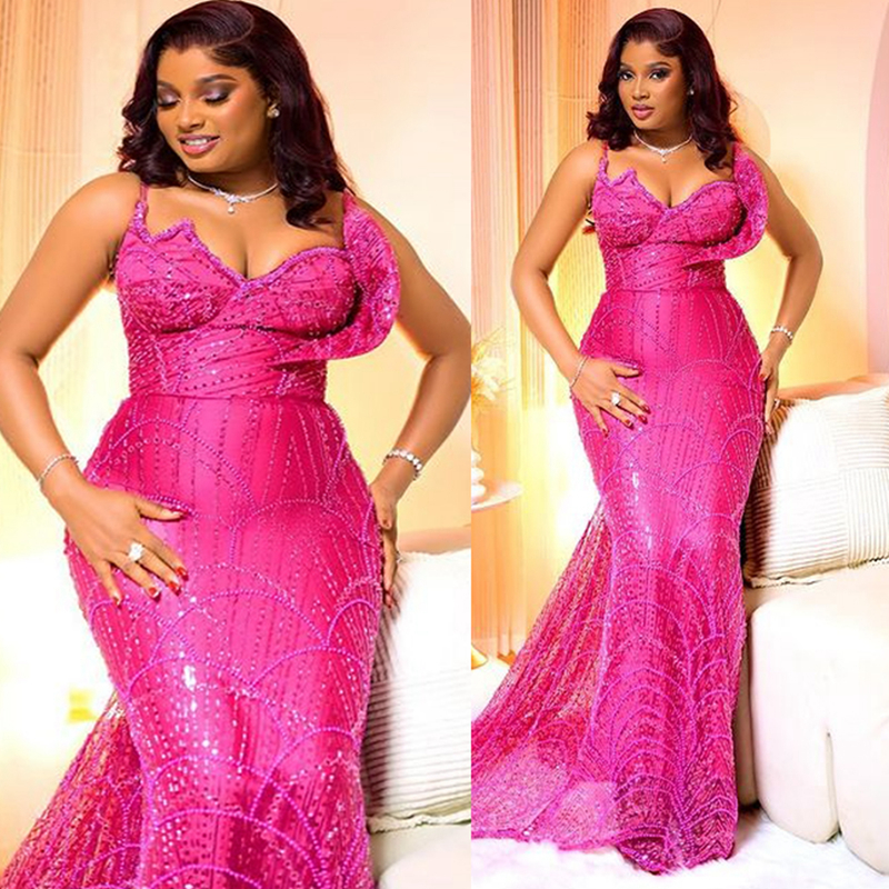 2025 Plus Size Fuchsia Prom Dress For Special Occasions Evening Dresses Formal Gowns Mermaid Sweetheart Neckline Beaded Lace Birthday Dress Recep