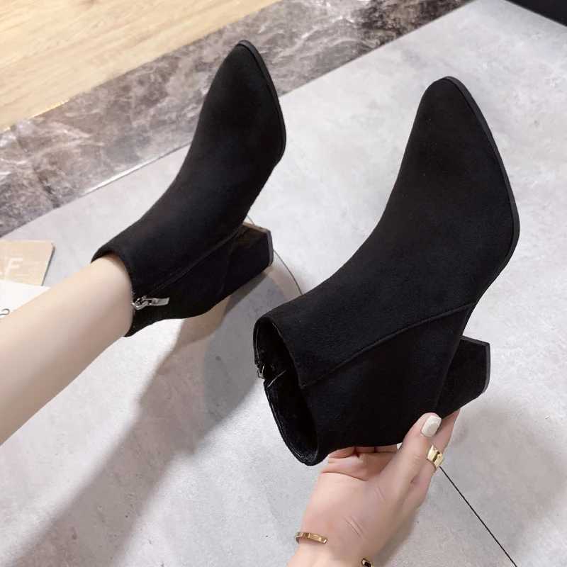 High Quality 20 pieces of Fi boots Warm Pointed Toe thick boots autumn and winter new thin side zippers foldable bare boots T241113