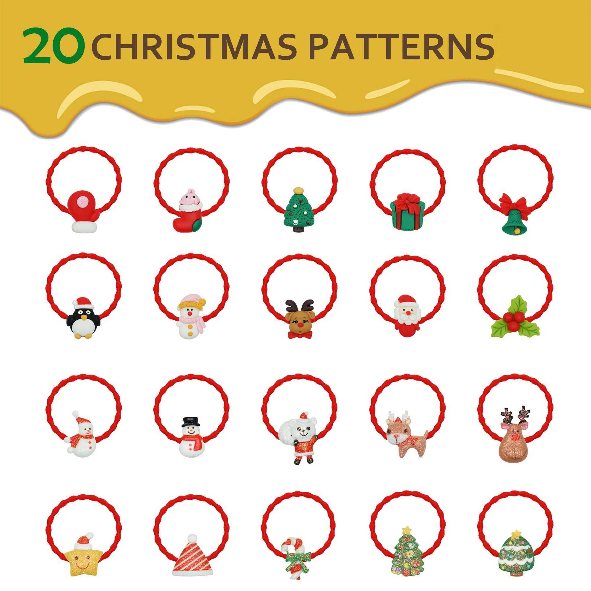 20 bandeaux élastiques pour les bébés filles enfants motifs de Noël à la bande de vacances accessoires accessoires de caoutchoucs cadeaux w241113