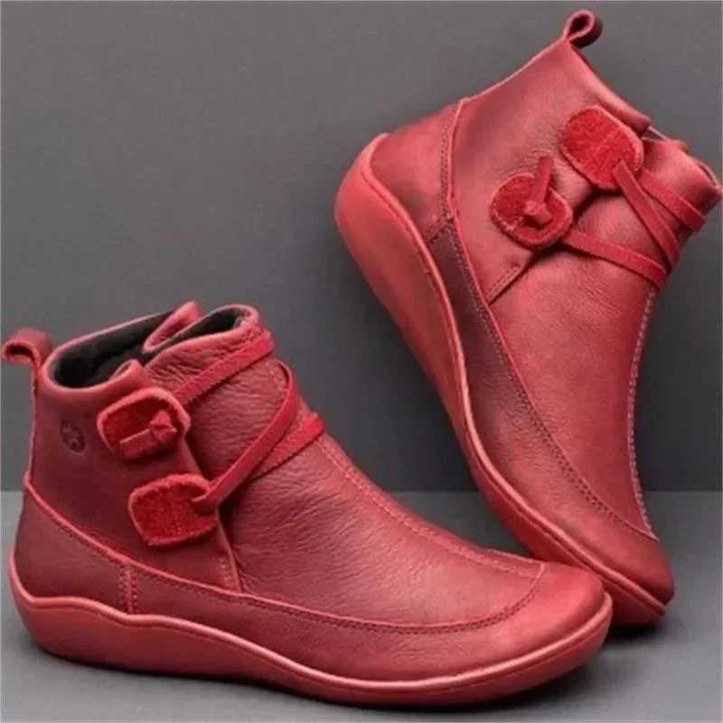 High Quality Warm boots autumn and winter new flat bottomed British style short boots soft sole Cfort N Slip Plus size 43 Cott boots T241113
