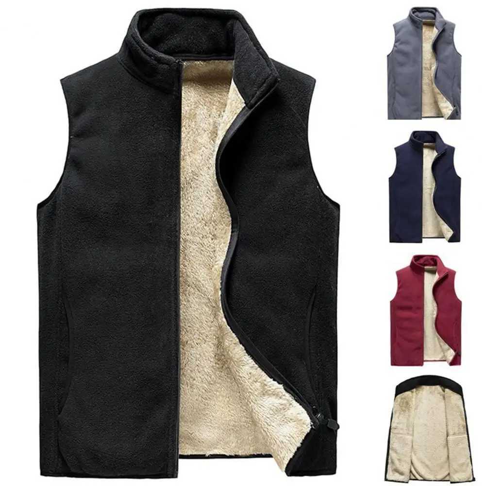 Solid color vertical collar autumn vest fully matched zipper flying winter vest sleeveless cotton pad cardigan vest W241113