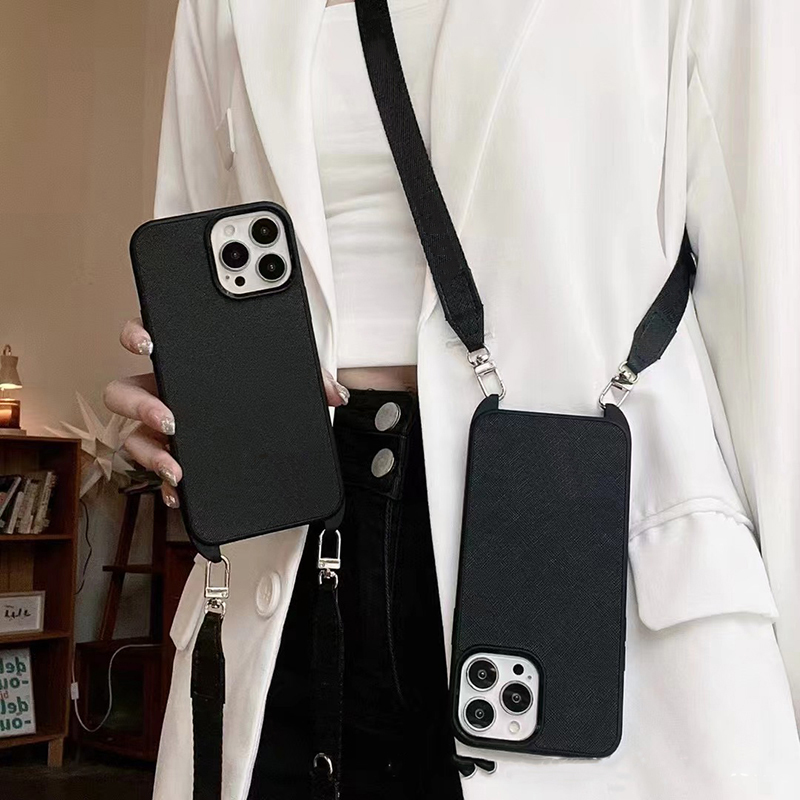Crossbody Designer Phone Case for Apple iPhone 17 16 Pro Max 15 Plus Case 14 13 Luxury Leather Shoulder Strap Card Holder Universal Earphone Cove-image-946060185