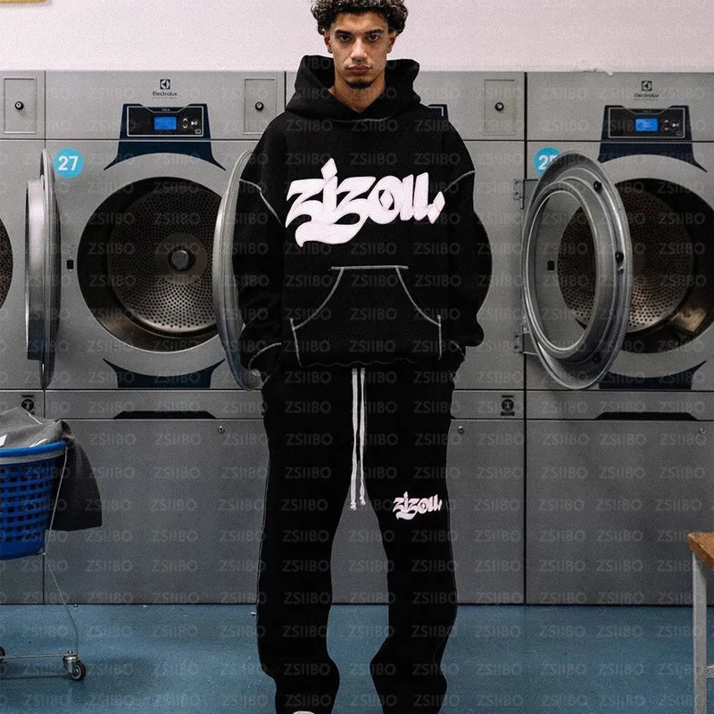 Punk Rock Y2K Hoodies Men Letter Graphique Sweat à sweat à sweat surdimensionné Gothic Harajuku HIP HOP LORD STREATS STREAUX 241113