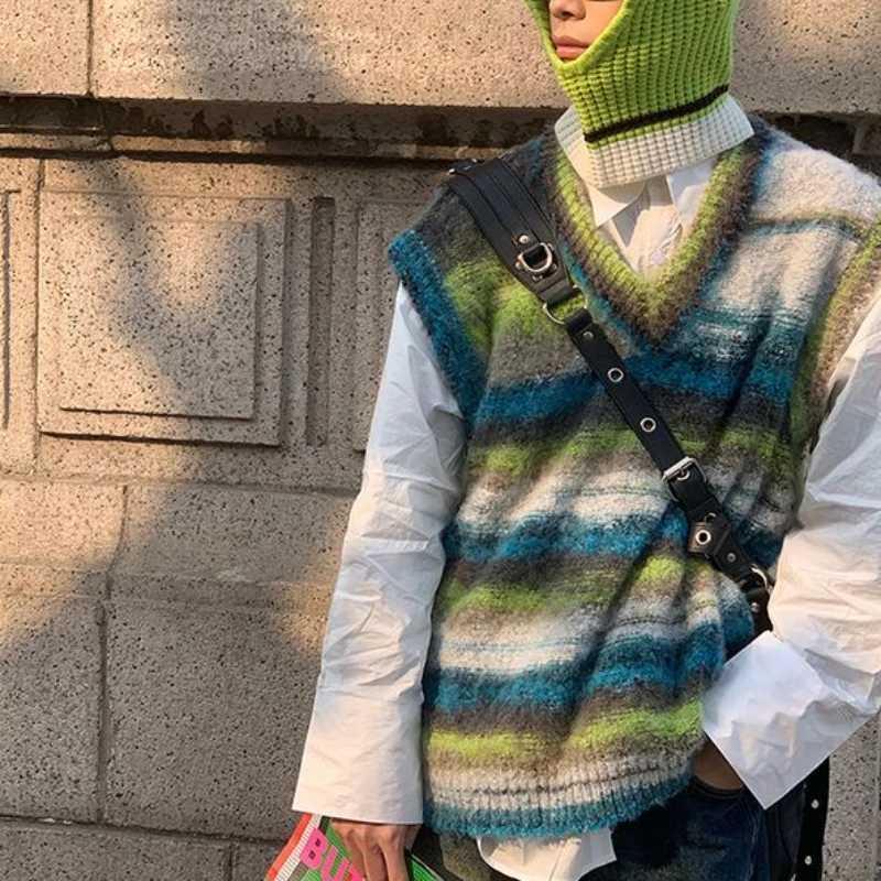 Spring and Automne Retro Tie Dye Gradient Stripe Tripe Top Top à la mode LOBE LORD LEAU LONG SUPER SOUPE SUPPRUIT W241113