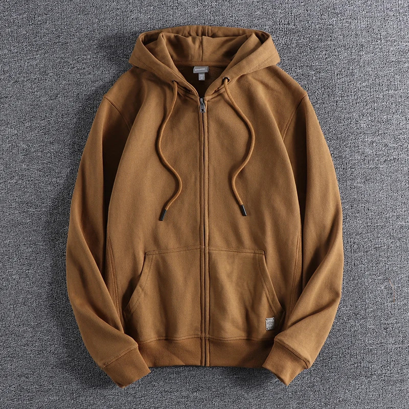 Autumn Mens Sweatshirt Hooded Fashion Basic Solid Color AllMatched Youth Male Coat Fitness Running Sport Cardigan Outfits Tops 241111