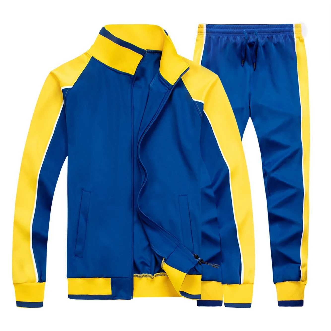 Mens pour hommes Patch de sports de sport printemps et automne veste à glissière décontractée et pantalon de sport