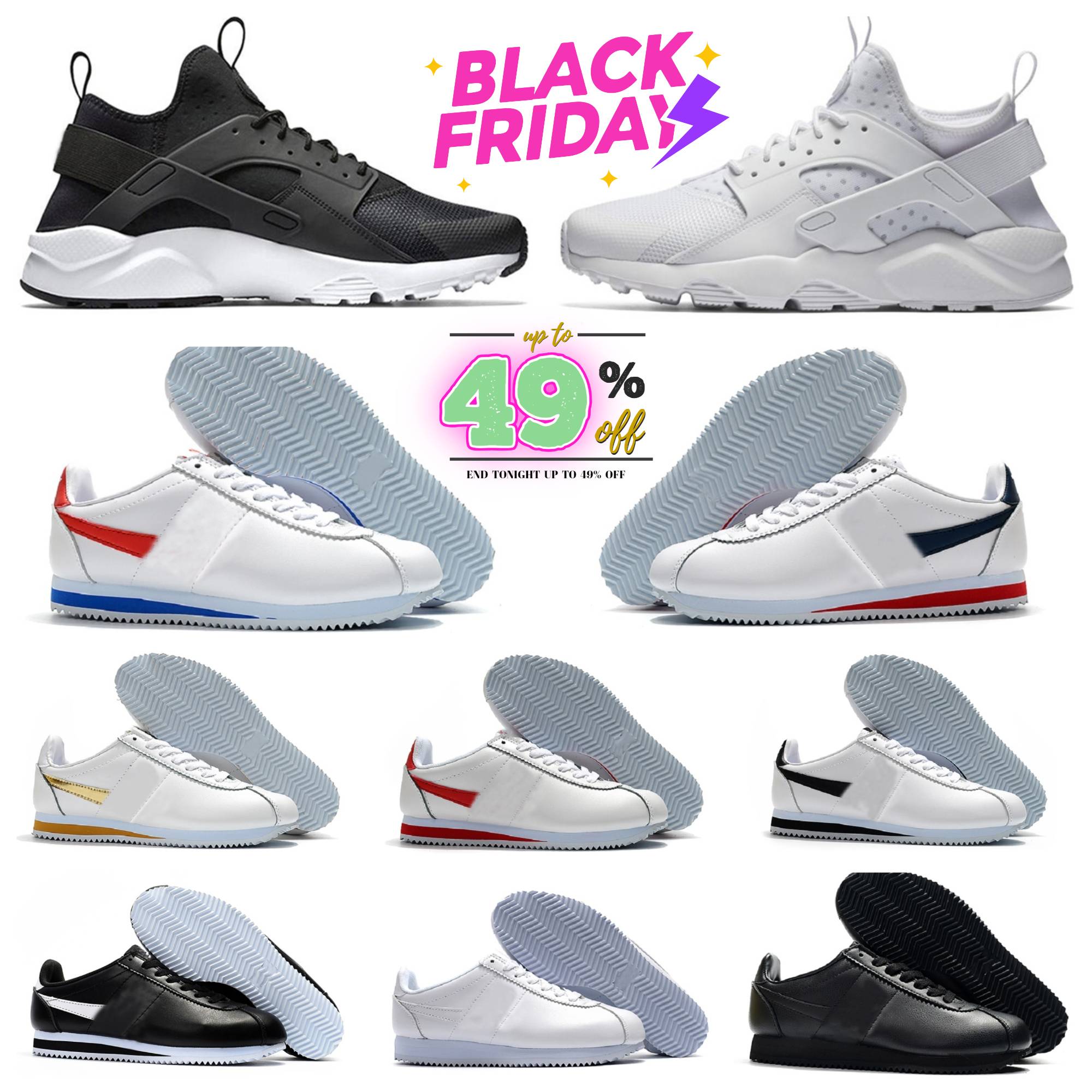 Designer Classic White Varsity Red Casual Shoes Basic Black Blue Lightweight Run Chaussures Cortezs NYLON RM Leather Outdoor sneakers huaraches T