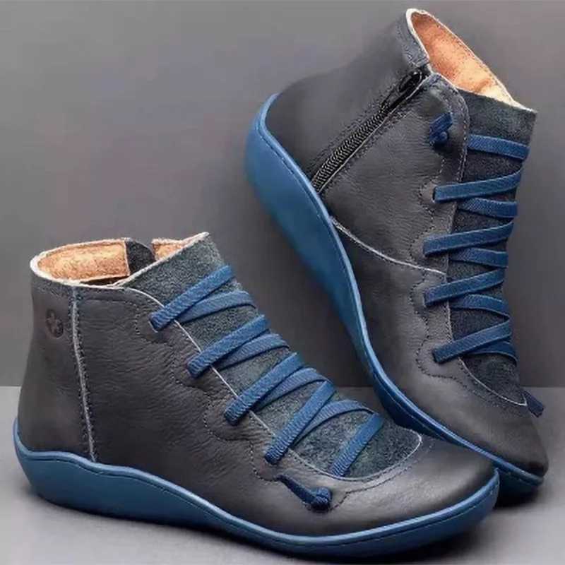 Bottes chaudes de haute qualité plus taille 35-43 Chaussures plates de cheville d'hiver automne