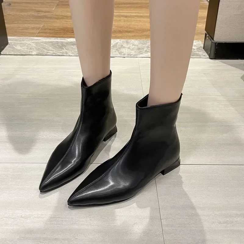 High Quality New Warm Pited Toe Boots Autumn Fi Strap Zipper Thick High Heels Ankle Boots Suitable for Warm and Sexy Womens High Heels T241113