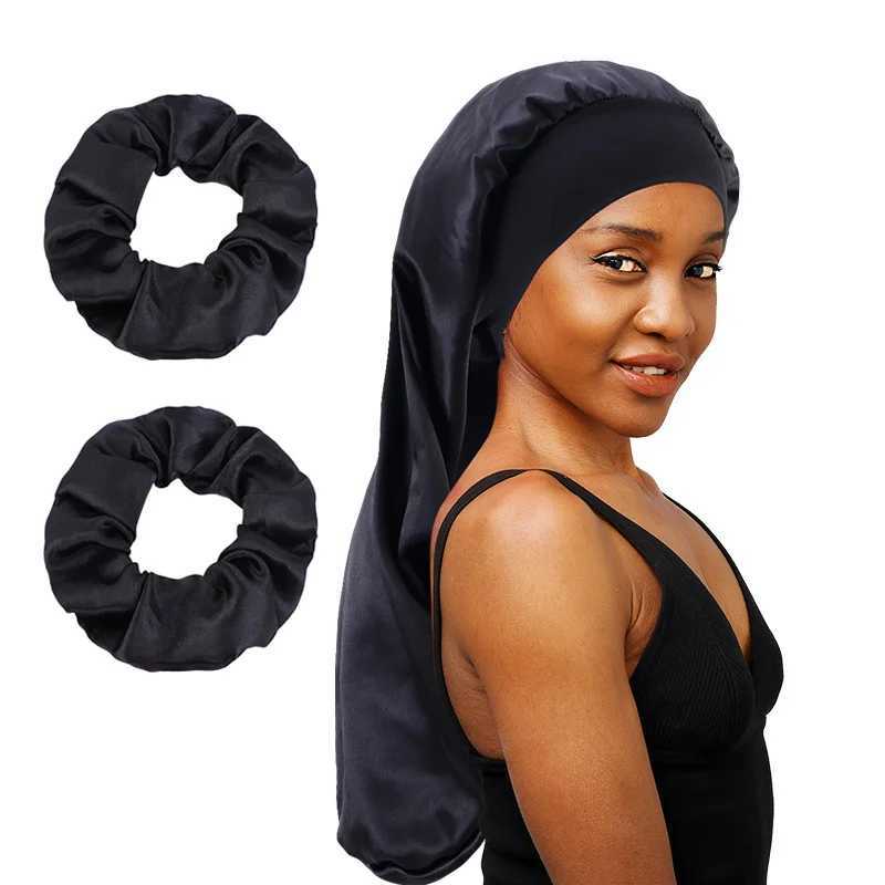 3/Multiple Elastic Wide Edge Long Satin Hats Sleep Hat Packaging Night Hat Care Womens Oversized Natural Curling Loose Hair W241113