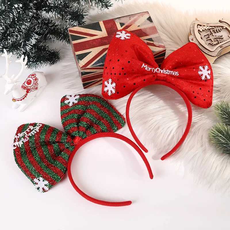 Bandeau de Noël mignon pour enfants avec des cheveux élastiques à gros arc brillant adaptés aux filles pour les tout-petits arbres de Noël access