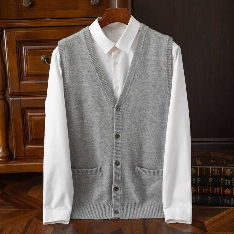 Spring et d'été Nouveau chariot pour hommes 100% pure en laine tricotée kam épaule sans manche