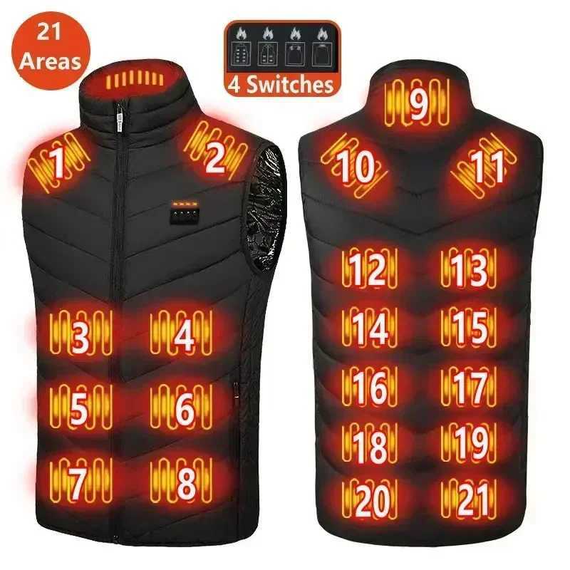 21 zones de chauffage veste pour hommes Hiver Nouveau usb chauffage électrique chauffeur sans manche