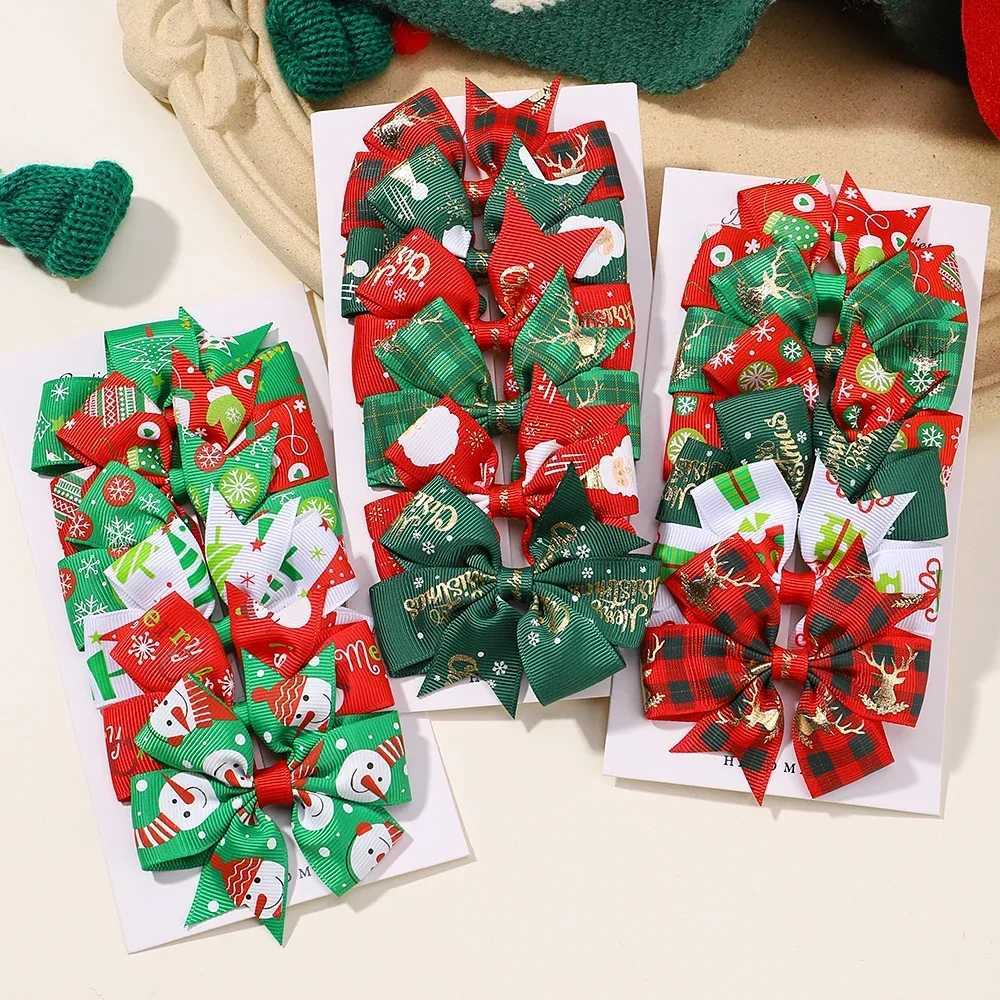 6 pièces/ensemble de jolies pinces à cheveux avec nœud coloré de noël, adaptées aux bébés et aux filles, décoration du nouvel an, pinces à cheveu