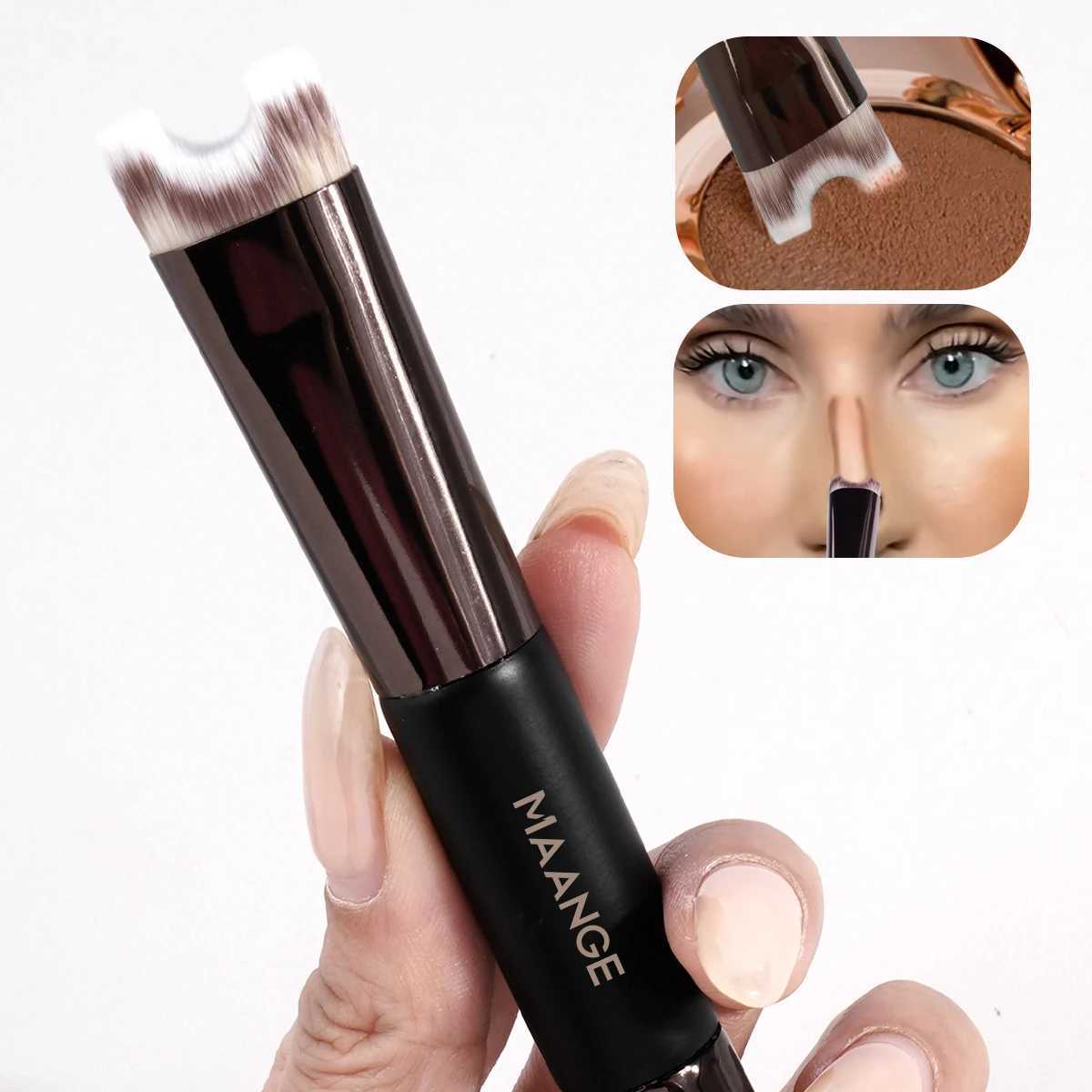 MAANGE Nose Contour U-Shaped Makeup Brush for Sculpting And Defining Double Head Foundation Highlighter Brush Nose Shadow BrushXJ241113