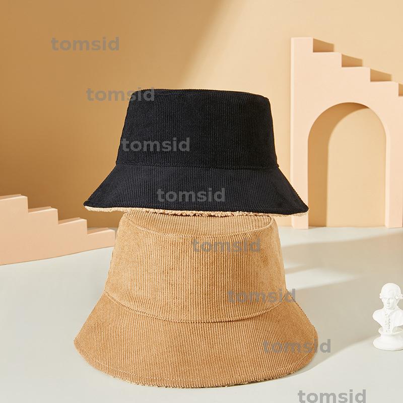 Chapeau de seau de créateur d'hiver LAMB CORDUROF NOIR KAKI LIGNE RURME CHAPEURS RÉVERSIBLES MINIMALISTES CASSORATIQUES POUR LES RÉCRÉATIONS DE S