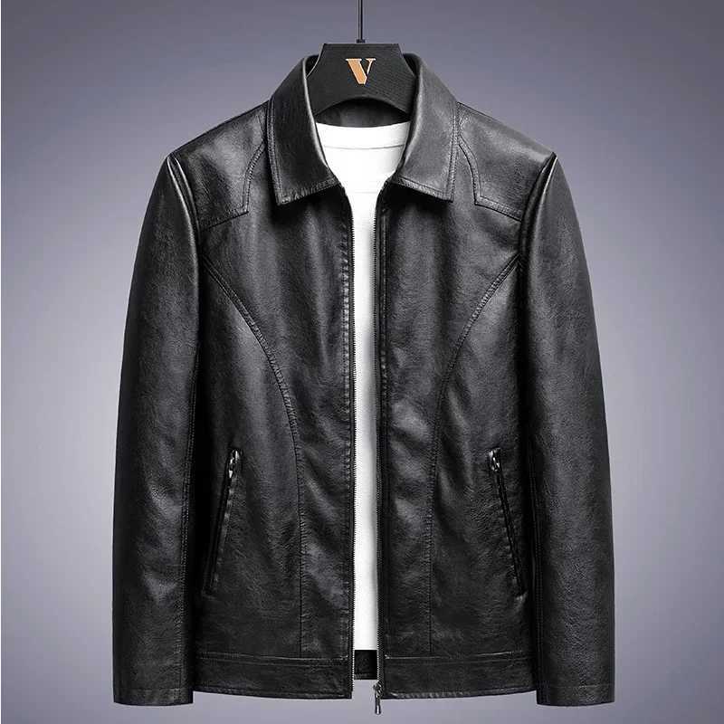 Mens Spring and Autumn Style Comfortable Texture Leather Jacket New Popular Korean Version Plus Size Leather Jacket W241113