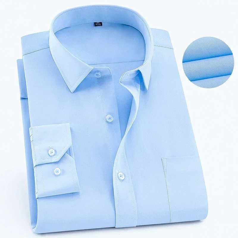 Mens Shirt Long Sleeve Solid Basic Formal Dress Shirts Comfortable Business Social Standard-fit Easy-care Office Shirt S-8XLXJ24113