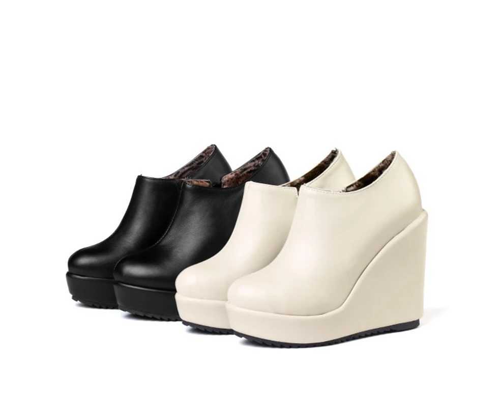 High Quality BLXQPYT New Spring Autumn Winter Big Size 32-43 Ankle Boots Wen short Boots Wedges er high hells 11cm womens shoes C8-61 T241113