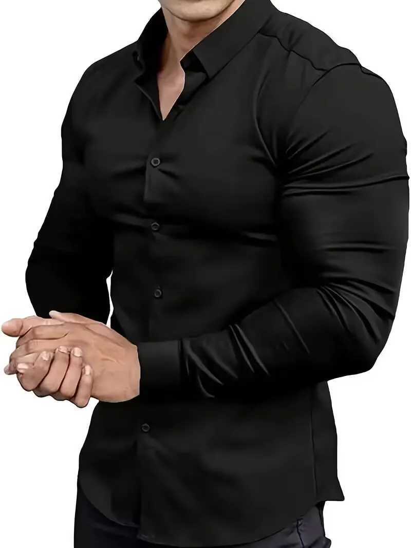 Fashionable mens casual shirt muscle version short sleeved sportswear button up topXJ24113