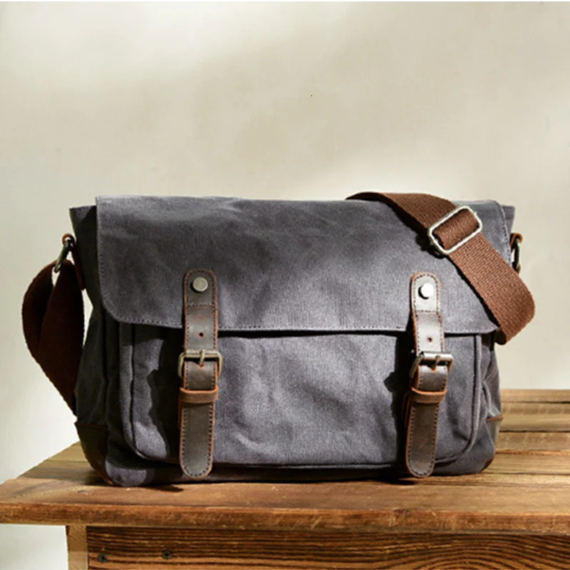 European Vintage Style Canvas Shoulder Bags For Men Waxed Outdoor Male Messenger Bag Motorcycle Cross Body 241111