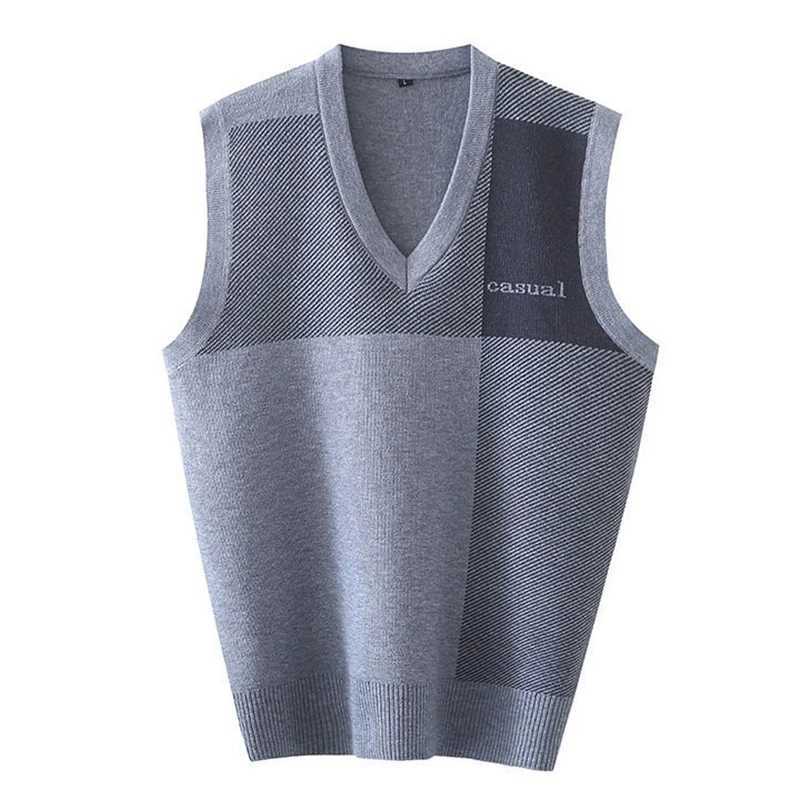Mens vest knitted sweater waist jacket thin spring and summer casual clothing V-neck sleeveless W241113