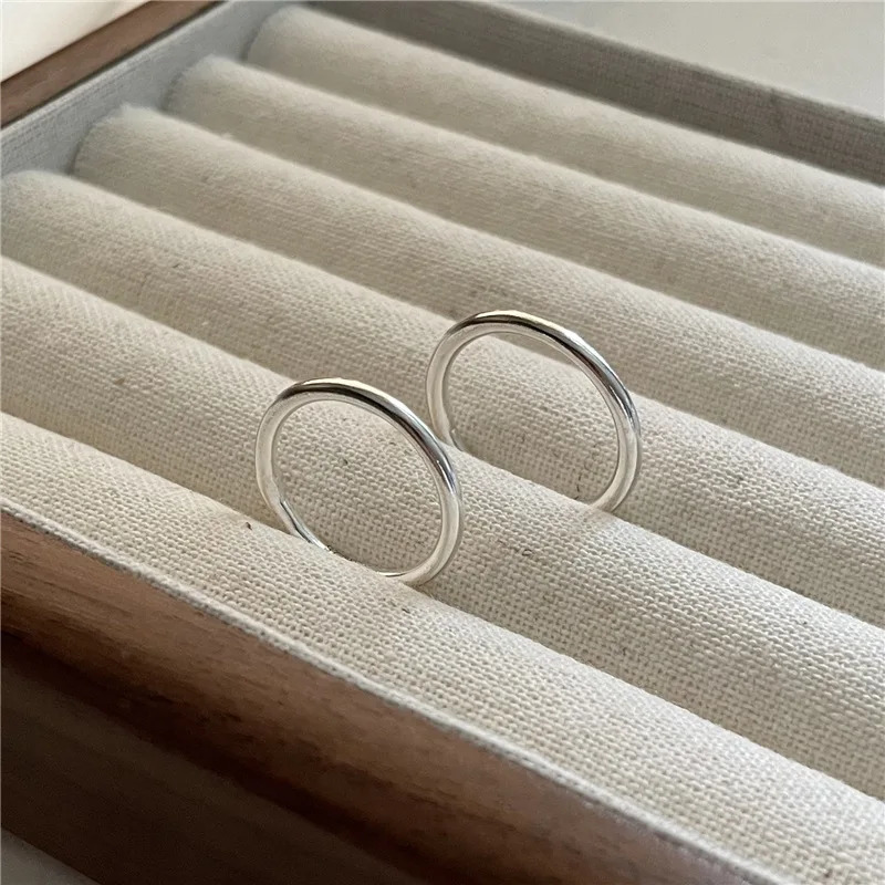 S925Sterling Silver Aperture Plain Silver Ring Womens Japanese and Korean Fashion Minimalist Normcore Wind Net Red StudentsRi 241114