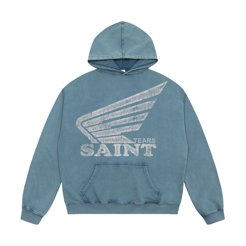 Saint Michael Hoodie Mens Designer Long Sleeve Round Loose Sweater White Gray Streetwear Clothing Letter Print Pattern Solid Color Outdoor Saint Mic
