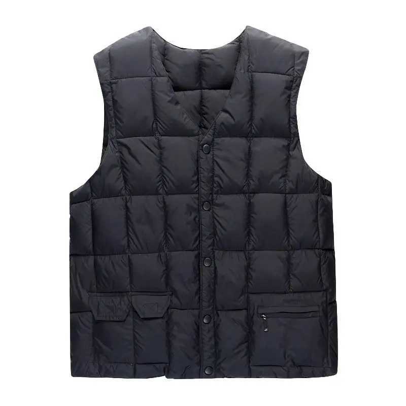Hommes gilet veste sans manches vestes hiver épais chaud léger gilet marque ample coton rembourré col en v boutons manteau XL-5XL LX241114