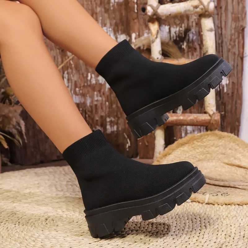 High Quality Wen Flats Ankle Sock Boots Designer Platform Walking Shoes New Winter Brand Gothic Boots Casual Comfortable Dress T241113