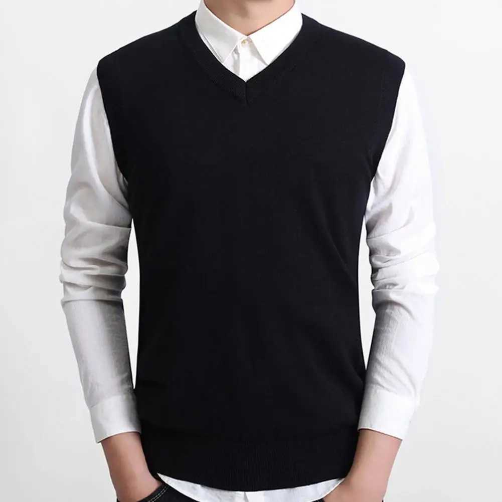 Pullage à gilet en tricot en tricot pull en V Couleur solide Couleur sans manches Pull de printemps sans manches Pull sans manches Pullor décontr