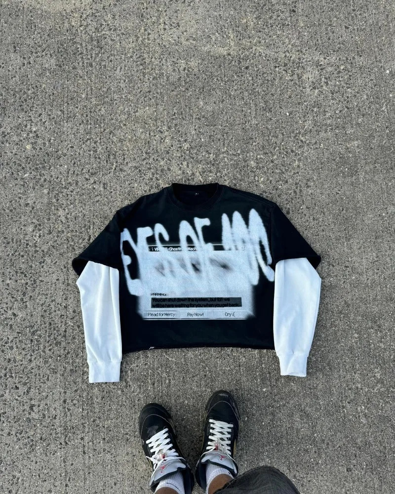 Harajuku Fashion Street Wear Men Sweat à capuche imprimé American Casual Pullover Sweat Sweat-shirt lâche Retro Retro Retro 241114