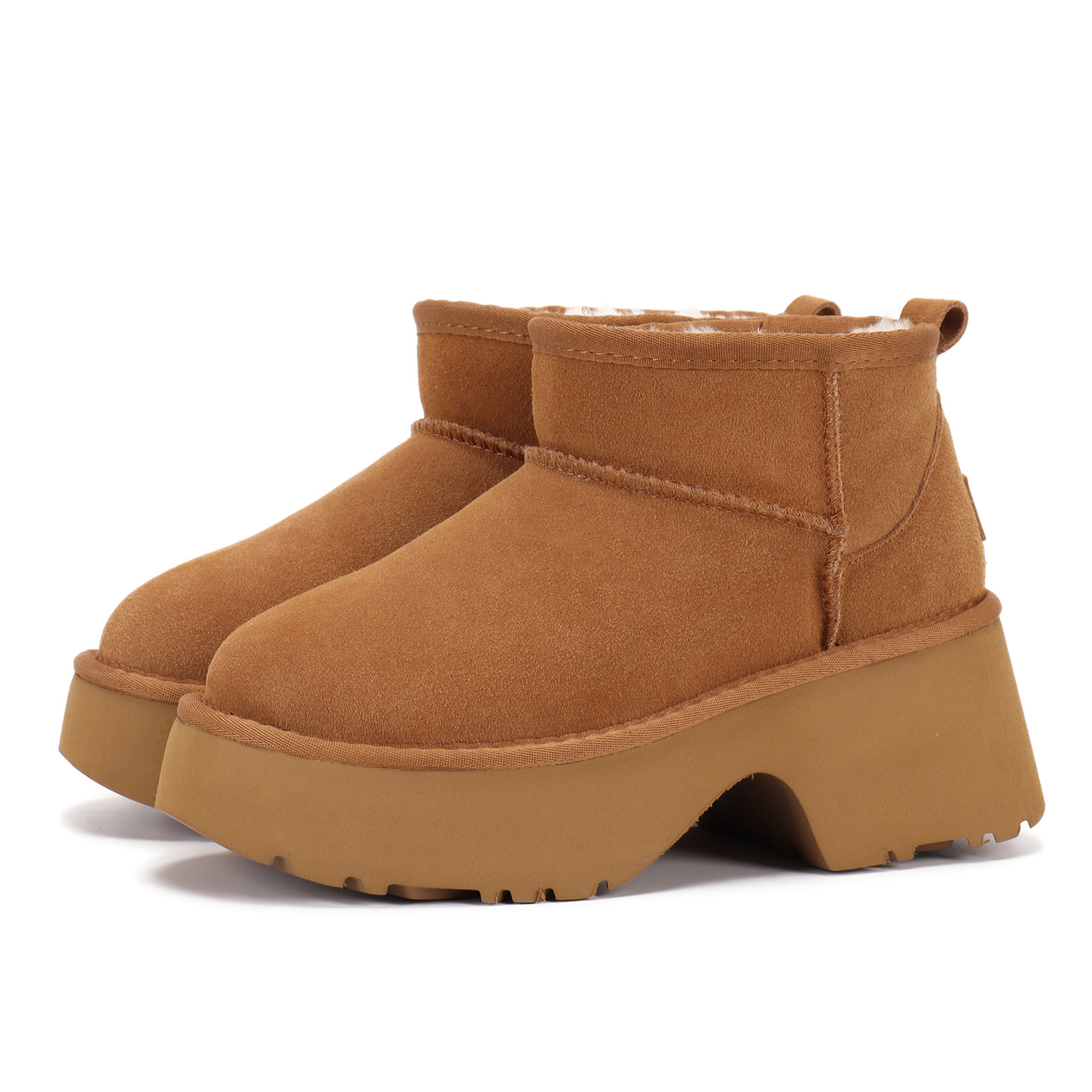 Designer Boots Boots Womens Classic Ultra Mini New Heights Boot en cuir véritable châtaignier talons grossiers de la cheville chaussures chaudes