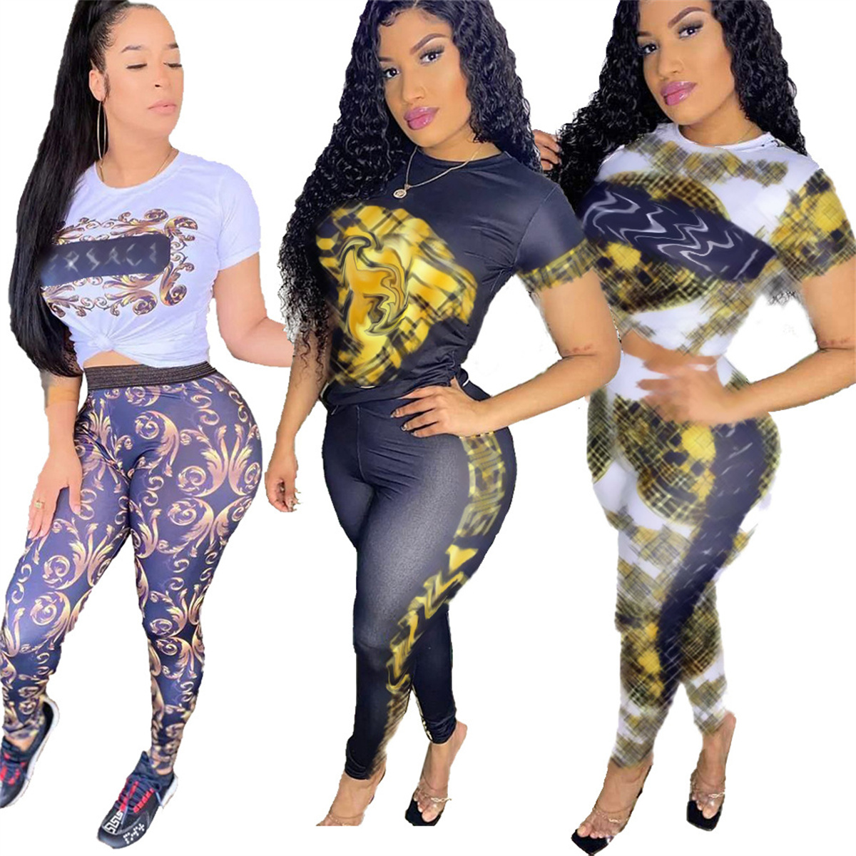 luxury womens Shirts And Pants designer clothing tracksuit Splice sportswear Tight yoga suit Free shipping 2pcs tank top and Tight trousers