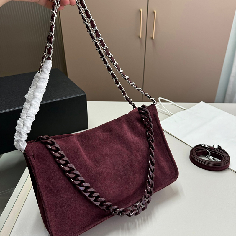 Sac à chaîne épaisses sacs de rabat classique sac de main de luxe sacs à main pour femmes sacs en daim vintage sacs à bandoulière
