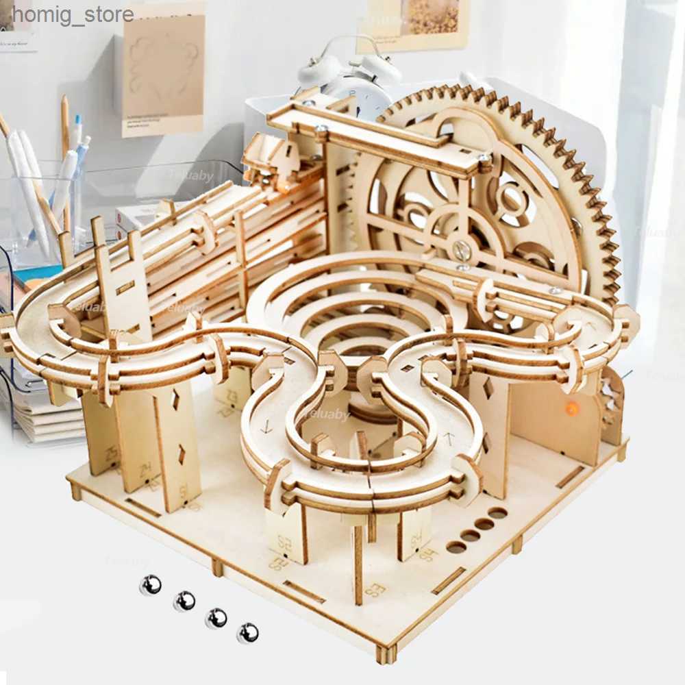 3D Puzzles 3D Wooden Puzzle DIY Mechanical Manual Model Building Kits Assemble Toys Marble Run Set with 4 Ball for Adult Kids Gifts Y240415-image-968572952
