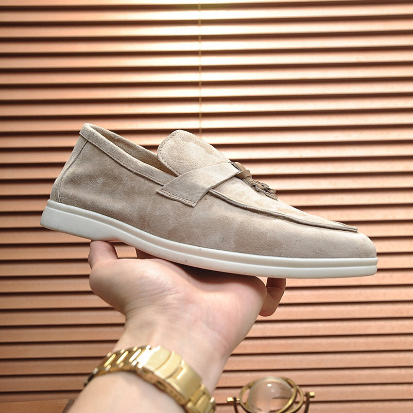 Luxe Ladies Slippers Womens Summer Charms Walk Loafer Sandals Beach Slide Suede Leather Flip Flops Loafers Solid Color Casual Dress Shoes With Lo-image-947958465