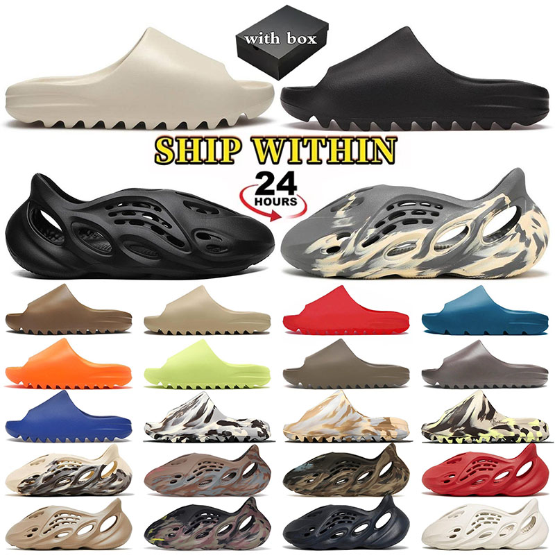 Designer glissa les pantoufles en mousse coureur hommes femme couleuse couliner coureur minéral bleu onyx sandales purs pantoufle yeezey tobogine
