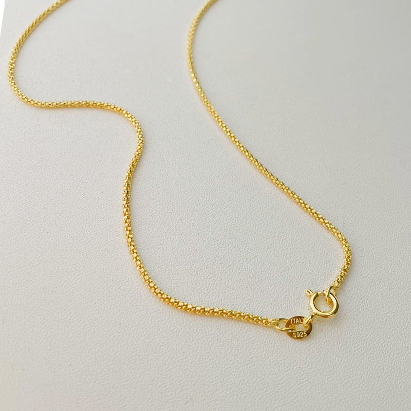 40-60cm 1.3mm Real 925 Sterling Silver Gold Color Maize Chain Necklace Women Girl Men Jewelry Colar Collier Collares Mujer Kolye