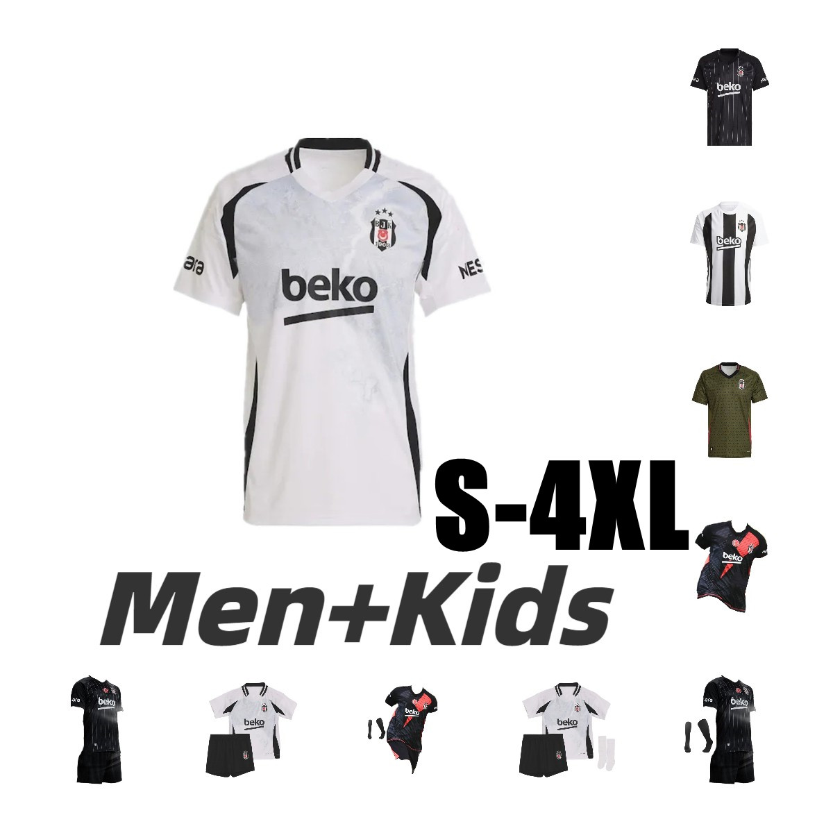 24 25 Besiktas Men Soccer Jerseys Rosier Saliih Ucan Gedso Cenk Camisetas de Futbol Tosun Semih necip uysal Berkay Home Away Third Fourth 2024 20