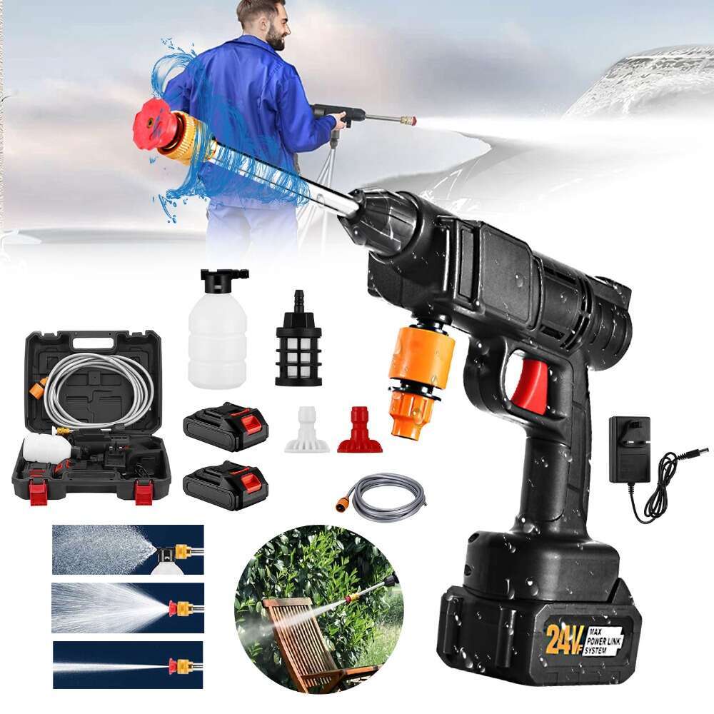 Water Gun Snow Foam Lance 300W 30Bar Cordless High Pressure Washer Spray Water Gun 2x15000mAh Lithium Battery Household Electric Car Wash hine S2-image-1037351043