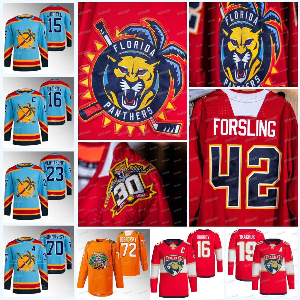 19 Matthew Tkachuk Floridas Jersey Panthers Gustav Forsling Kyle Okposo Aleksander Barkov Anton Lundell Sam Reinhart Carter Verhaeghe Hornqvist Sergei Bobrovsky 