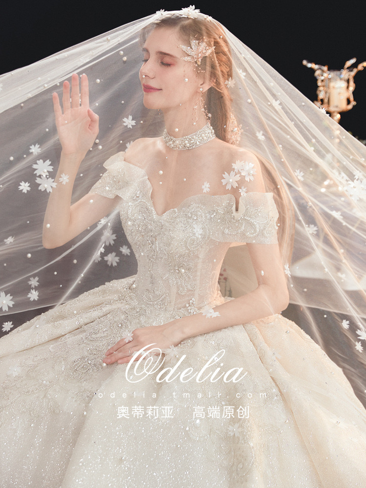 Modest Princess A Line Wedding Dresses new Off Shoulder Lace Appliques Court Train Bridal Gowns Wedding Dress vestidos de noiva Lace Sleeve ball-image-965607611