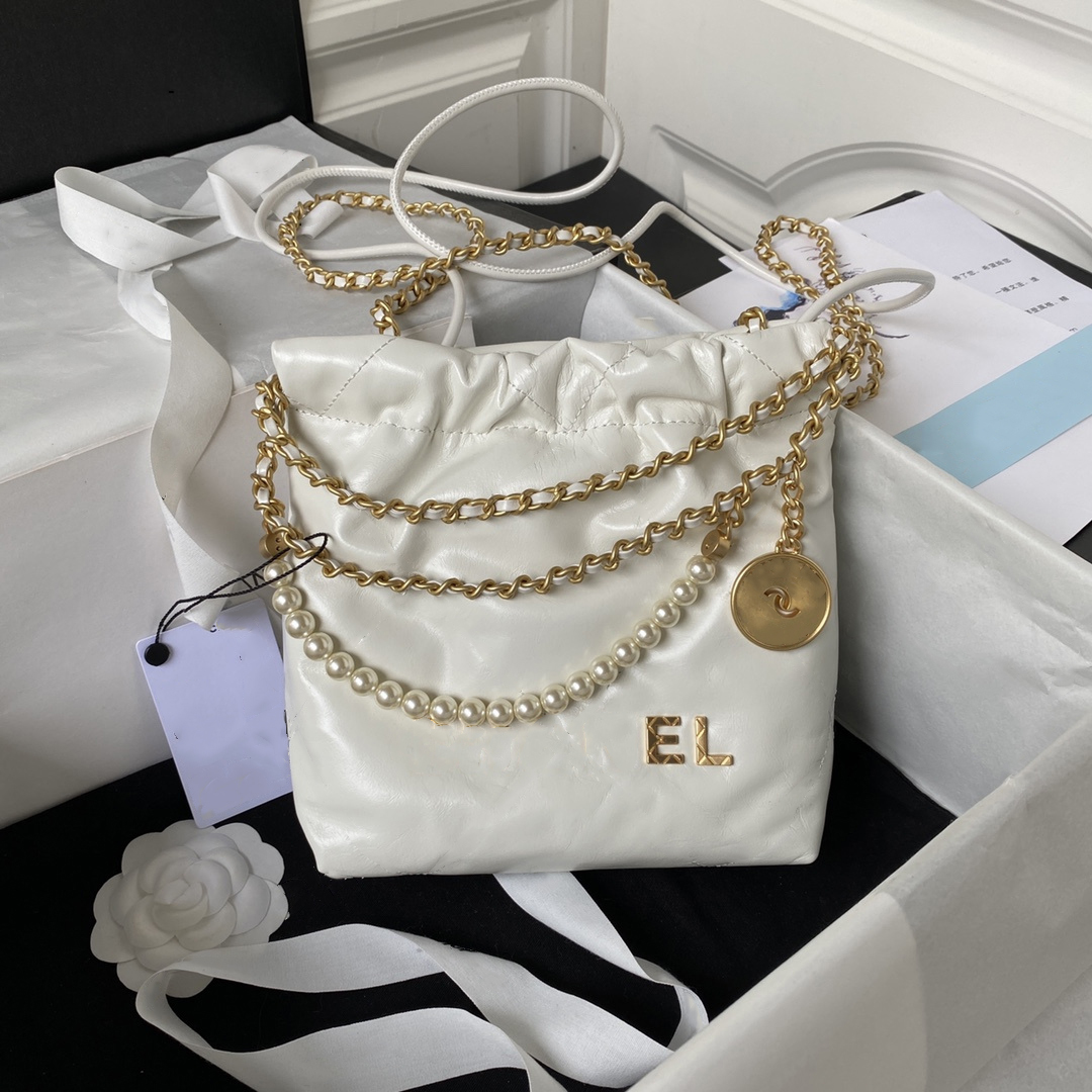 10A Quality Designer bag Shopping Bag Mini Shoulder Bag Women Large Capacity Crossbody Bag Drawstring garbage bag metal logo Metal chain pack Drawstring bucket 