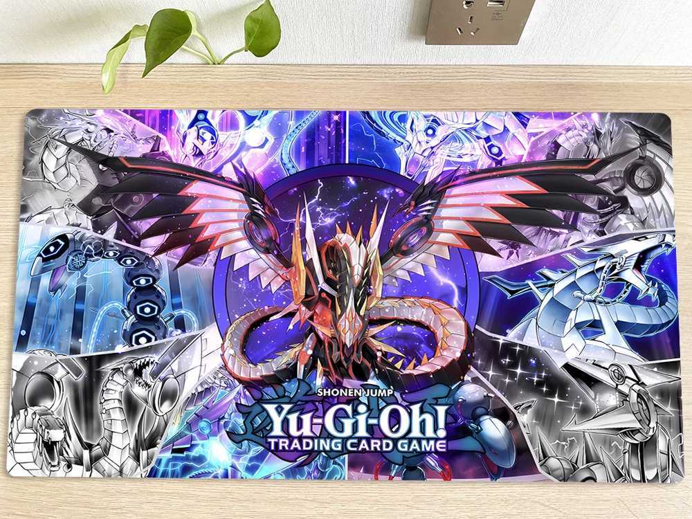 Mouse Pads Wrist Rests YuGiOh Playmat Cyber Dragon TCG CCG Mat Trading Card Game Mat Table Desk Mouse Pad Gaming Play Mat 60x35cm Free Bag-image-965890882