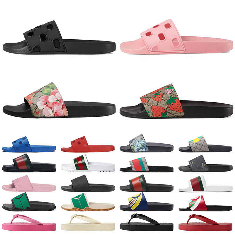 Web slide sandal rubber slides women Platform gg Sandals Floral brocade Gear bottoms Flip Flops Slippers Striped Womens Matelasse Blooms Summer Beac
